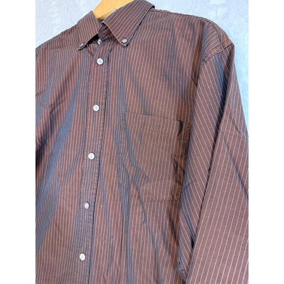 Bugatchi Brown Stripe Blue Iridescent Chameleon Color-Shift Button Down Shirt L - Picture 6 of 12